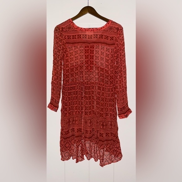 Anthropologie Mauve Canna Swing Babydoll‎ Dress  Fairycore Sheer Women 4 - Picture 6 of 7